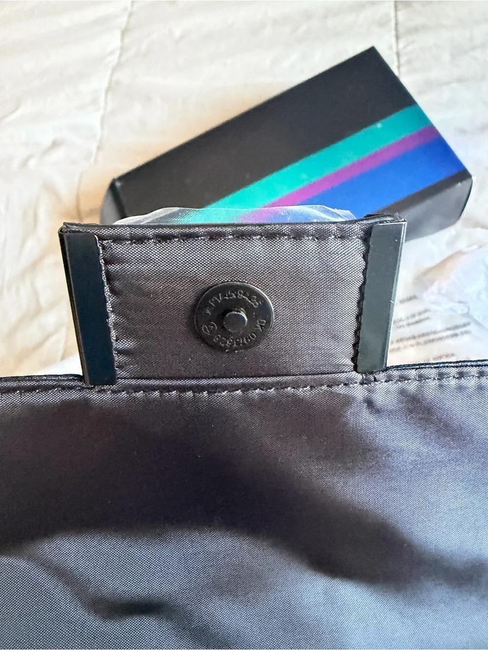 MAC Cosmetics Black with Teal, Purple and Blue Accent Makeup Bag New with Box